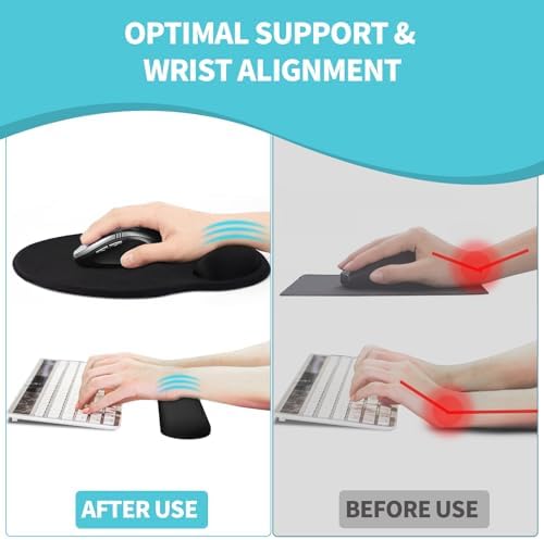eulps Mouse Pad Wrist Support, Ergonomic Memory Foam Keyboard Wrist Pad & Gel Wrist Rest Set for Computer Keyboard for Easy Typing & Pain Relief for Office & Home(Blue Marble Set)