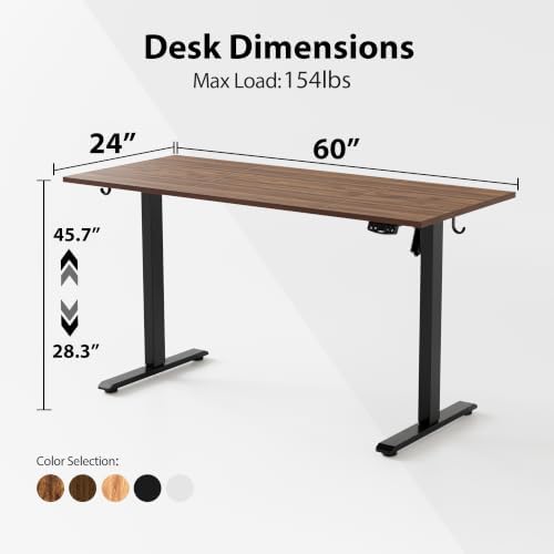 Agilestic 60*24 Inch Height Adjustable Electric Standing Desk, Dark Walnut