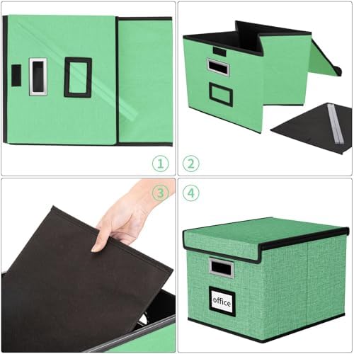 File Organizer Box with Lids, Collapsible File Folder Organizer