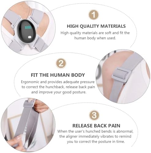 Veemoon Smart Posture Corrector Belt Electronic Posture Reminder Adjustable Back and Shoulder Hunchback Correction Support for Adults Gray
