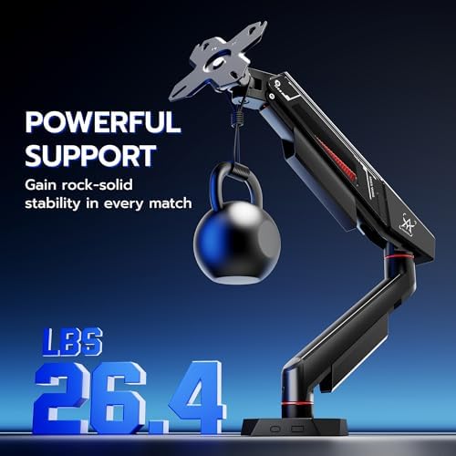 ARES WING Single Monitor Arm for 17-40 Inch Flat Curved Screens, Black