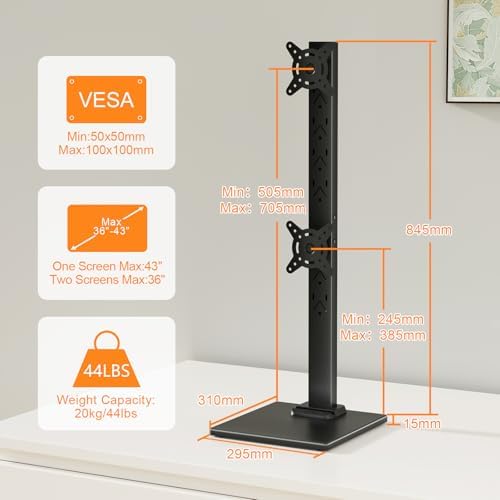 Suptek Dual Monitor Stand with Base for Two 13-36" Screen
