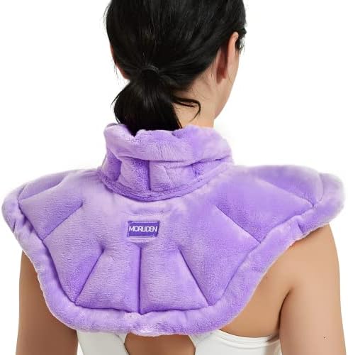 MORLIDEN Neck Heating Pad Microwavable for Shoulders, Warmer Wrap Microwave Heating Pad for Neck and Shoulders for Pain Relief - Purple