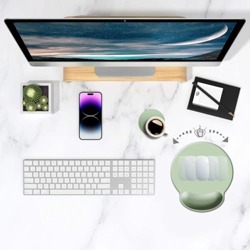 DOOKE ErgoComfort Wrist Rest Mouse Pad-Ergonomic Office Mousepad with Wrist Support-Non-Slip, Design Desk Accessories Mat for Home&Game Decor Antique Green
