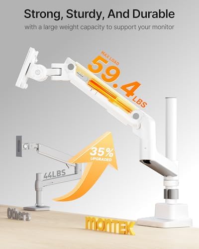 monTEK Ultrawide Monitor Arm Max 57",Height Adjustable 8.1"-25.5",White