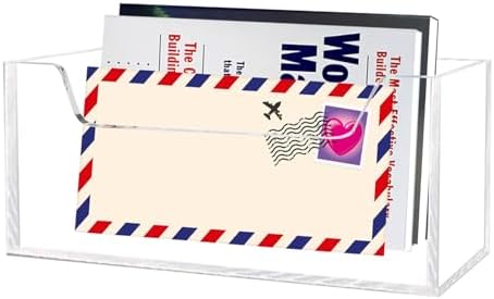 Acrylic Mail Holder Organizer Box for Desk Countertop Wall Mount Clear