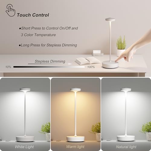 TBBGA Cordless Table Lamp Rechargeable 2 Pack, 5000mAh Battery Table Light