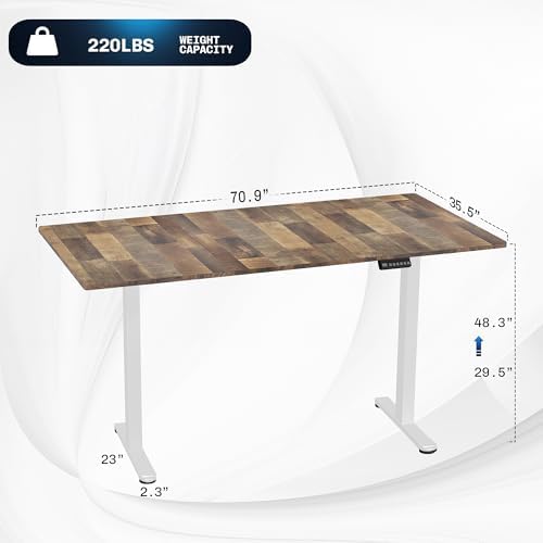 VIVO Reclaimed Wood 71 x 36 in Standing Desk, DESK-KIT-E2W7P-36
