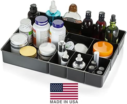 Officemate Deep Drawer Organizer Tray, 8 Compartments, 2 1/4" H x 15 1/8" W x 11 1/2" D, Black (Pack of 6)