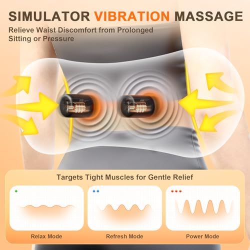 FunBy Lumbar Support Pillow,Triple Fusion Back Massager for Sciatica Gray