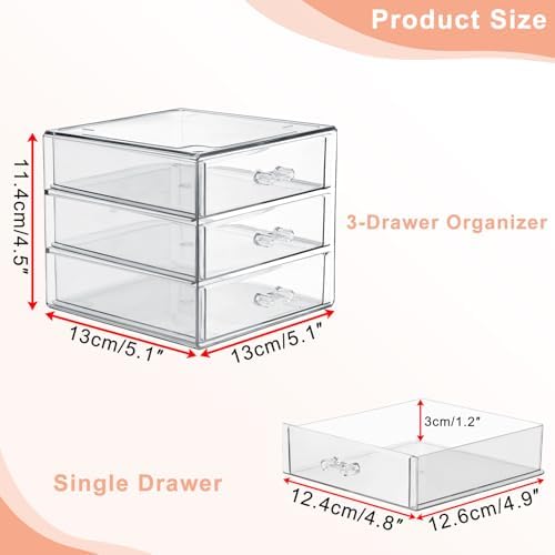 BTSKY Clear Storage Organizer with Drawers, 3-Layer Desktop Organizer