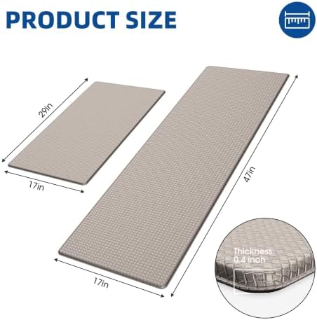 Kitchen Mats for Floor, [2PCS] Anti-Fatigue Kitchen Rugs, Khaki