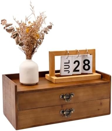 Workspace Document Office Drak Brown Wood Desktop Storage…… (Double-Layer)