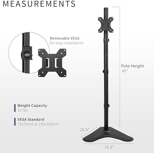 VIVO Single Monitor Desk Stand for 13 to 27 inch Screens, STAND-V011H