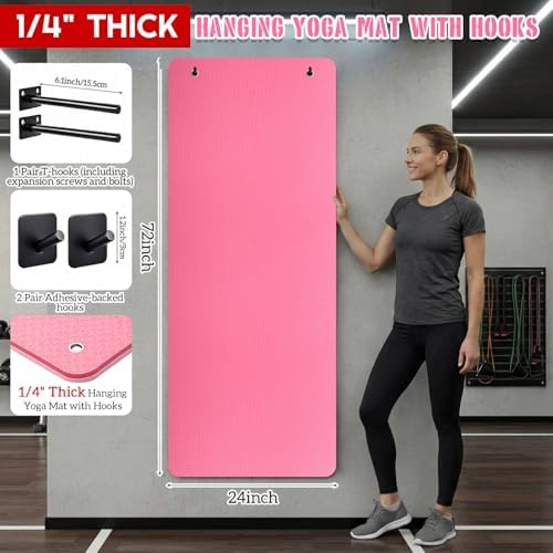 Briwooody Yoga Mat with Hanging Holes