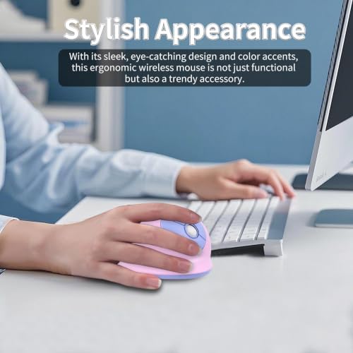 Ergonomic Mouse,Bluetooth & 2.4G Dual Mode Vertical Wireless Mouse Rechargeable Optical Mice Cordless Quiet Clicks with USB Receiver,6 Buttons for Laptop/MacBook/PC/Desktop-Suitable for Small Hands