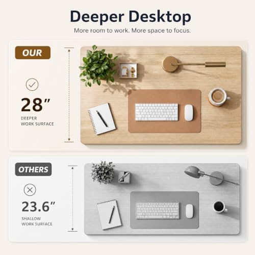 Grandder Electric Standing Desk with Four Drawers, Sit to Stand Up Height Adjustable Desk with Storage Shelf for Home Office, 55 * 28 Inch, Study, Ergonomic Adjustable Computer Desk, Maple