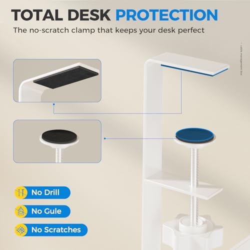 [Upgraded] 25" Extra Large Under Desk Cable Management, Cinati Wire Organizers No Drill, Cable Tray with Clamp for Wire Management, Cord Organization Box for Office, Home - No Damage to Desk(White)