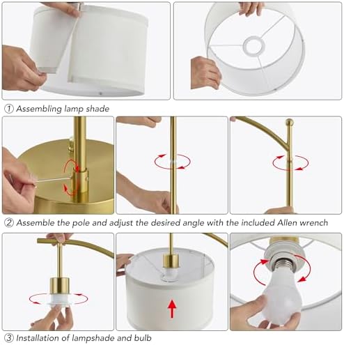 Table Lamp Set of 2, 23.5" Bedside Lamps with USB C+A Ports, Gold