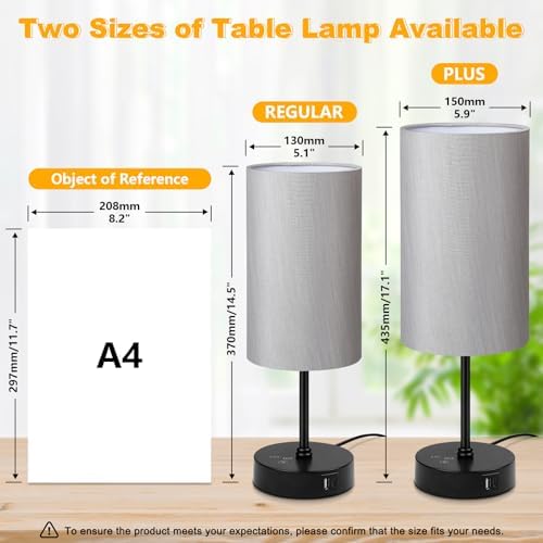 Unicozin 17Inch Table Lamp for Bedroom, Touch Control Bedside Lamp for Reading, 3 CCT & 7 RGB Color Changing, Dimmable Nightstand Lamp for Kids Room Living Room Office, Grey Shade