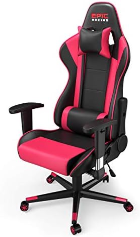 Professional Pink Gaming Chair - Leather Gaming Chair with Adjustable Height and Headrest Support
