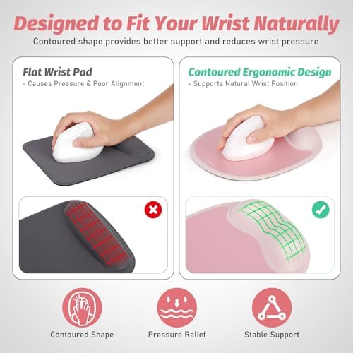 Ergonomic Mouse Pad for Vertical Mouse, Memory Foam(Blush Pink)