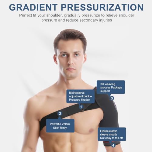 SPOBTRACE Shoulder Brace Adjustable Rotator Cuff Compression Support, L/XL