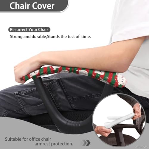 Office Chair Arm Covers Set of 2, Christmas Cat Snowflake Printed Soft Stretch Office Computer Chair Armrest Covers with Elastic Edge, Universal Fit, Home Decor