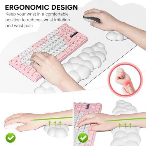 JIKIOU Ergonomic Keyboard Wrist Rest &Large Mouse Pad&Mouse Wrist & Cup Pad