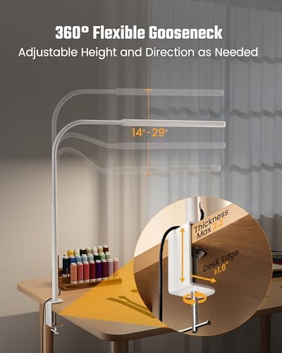 SUPERDANNY Eye-Caring LED Desk Lamp Work Lamp Office Lamp with Side Clamp