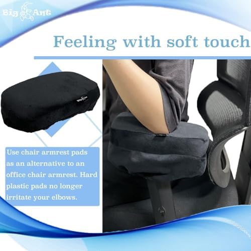 Big Ant Chair Armrest Cover, Gaming Chair Arm Rest Pads for Elbows and Forearms Pressure Relief-Black-2 Pack