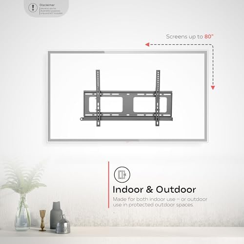 CTA Digital Secure Outdoor Weatherproof TV Mount - CTA Tilting Low Profile Anti-Theft TV Wall Mount - VESA Compliant Devices & Monitors up to 80"