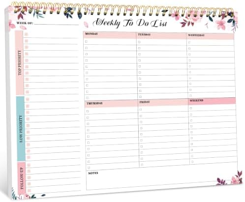 Taja Weekly To Do List Notepad, Undated Weekly Planner Pad, 8.5" x 11"