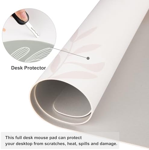 QIYI PU Leather Large Mouse Pad, Waterproof Desk Mat, 31.5" x 15.7", Boho