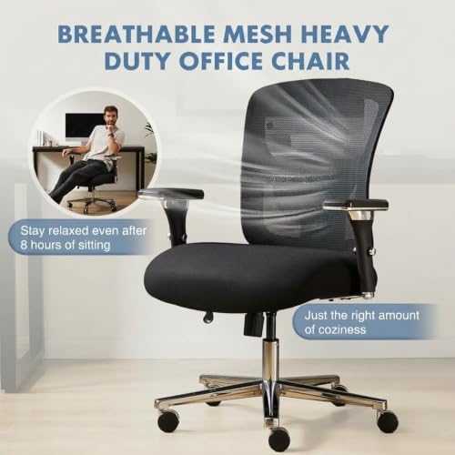 DUMOS Big and Tall Office Desk Chair, 500lbs Heavy Duty Mesh Chair