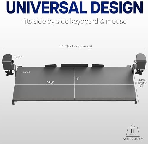 VIVO Black Clamp-on 27 x 11 in Keyboard Tray, MOUNT-KB05E