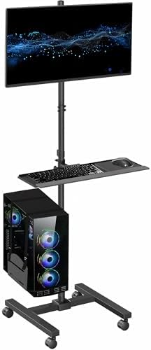 VIVO Black Mobile Computer Cart with Monitor Mount, CART-PC02T