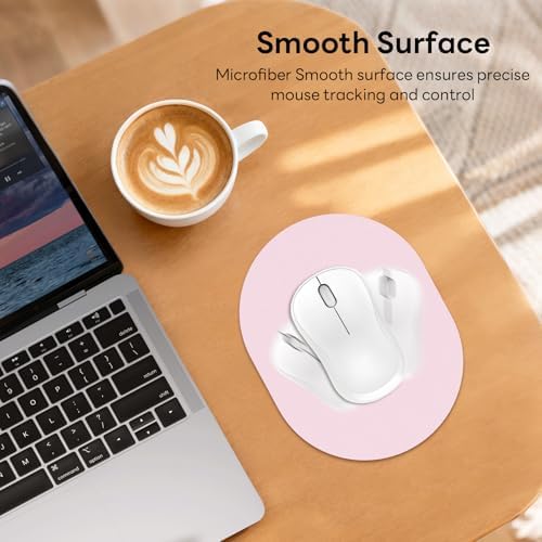 Oval Mouse Pad 6x8in Non-Slip for Laptop,Pink