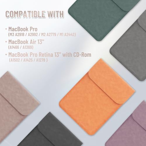 Allinside 13-13.3 inch Laptop Sleeve Case for MacBook Pro 14 2021-2026/MacBook Air 13 2010-2017/MacBook Pro 13 2010-2015, Waterproof PU Suede Leather Laptop Protective Vertical Case Cover, Pink