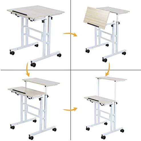 soges 23.6inch Height Adjustable Desk Laptop Desk on The Wheels, Beige