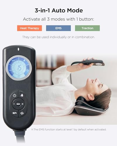 MYTREX Medi Neck Multi-Functional Cervical Traction Device, Electric Stretcher with Dynamic Stretching, 3 Modes Electrotherapy & Hyperthermia to Relieve Cervical Pain, Easy to Use