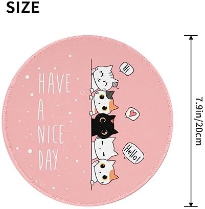 Cute Big Eye cat Greeting Cartoon cat Mouse pad Cute,Gaming Mouse pad Small Non-Slip Round Mouse Pads for Wireless Mouse,Laptop,Desk
