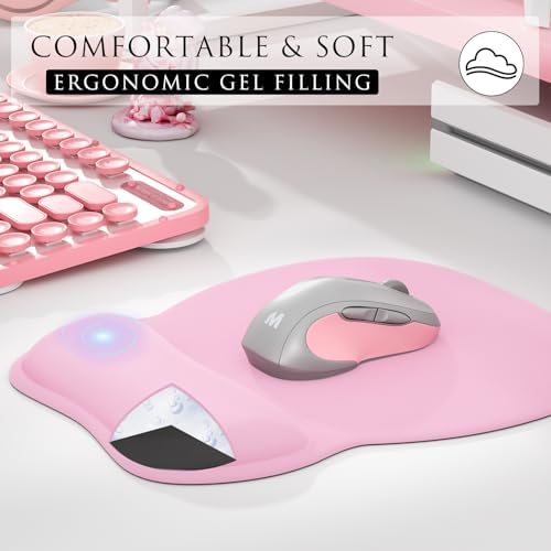 MROCO Ergonomic Mouse Pad with Gel Wrist Rest, 9.4 x 8.1 in, Pale Pink