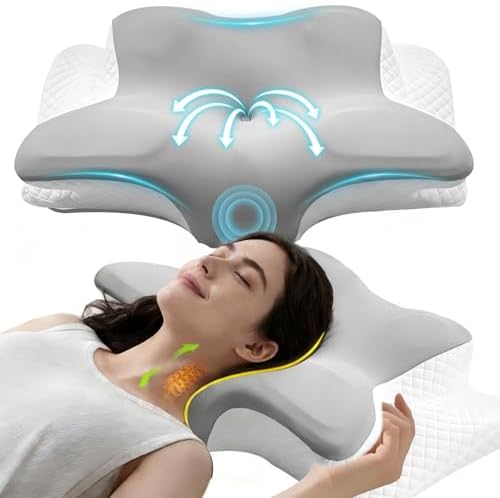 Adjustable Cervical Neck Pillow for Sleeping, Memory Foam Pillow for Back and Shoulder Pain Relief, Ergonomic Contour Side Sleeper Pillows for Neck Support with Armrest