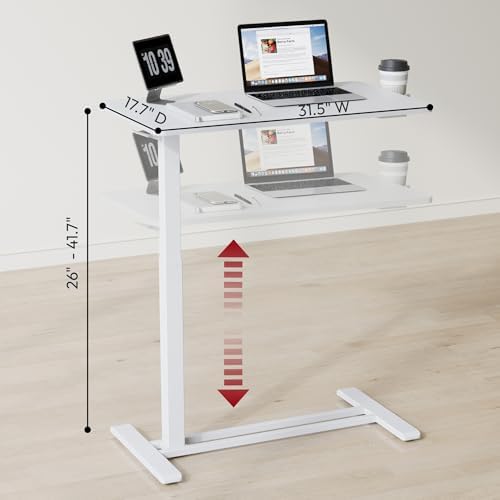 SANODESK 32'' Mobile Standing Desk with Hidden Wheels,Pneumatic Laptop Desk