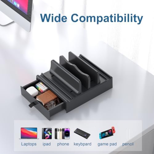 Vertical Laptop Stand, with Storage Adjustable 4 in 1 ABS