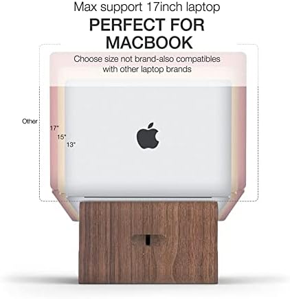 SAMDI Laptop Stand Wood, Wooden Cooling Computer Holder, Notebooks Desktop Mount for MacBook Air, Pro 13 15, iPad Pro 12.9, Dell XPS, Surface, Chromebook 11 to 17 (Walnut)