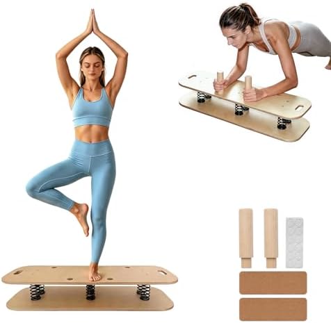 Wooden Balance Board – 400 lbs Capacity 360° Dynamic Spring Rebound Wobble Board Exercise Equipment Balance Trainer for Adults Kids Core Strengthening Standing Desk Physical Therapy Surf Training Home Workout