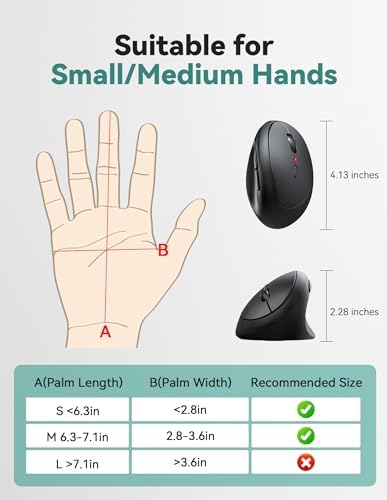 TECKNET Ergonomic Wireless Mouse 2.4G Vertical Mouse Silent 4800 DPI
