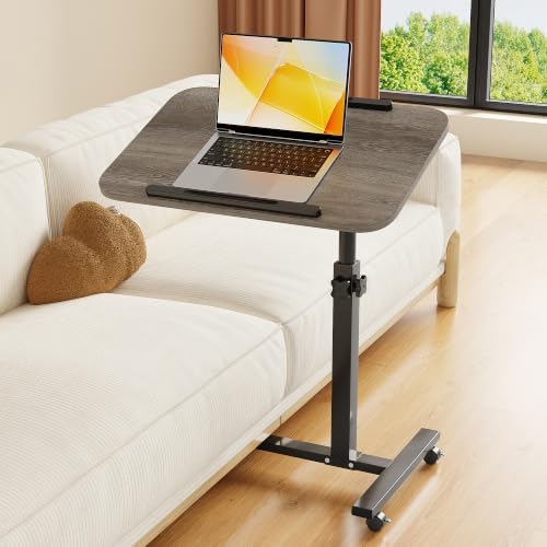 Furist Adjustable Overbed Bedside Table with Wheels Hospital Bed Table Portable Computer Stands Movable Desk Computer Table for Bed Laptop Stand for Couch
